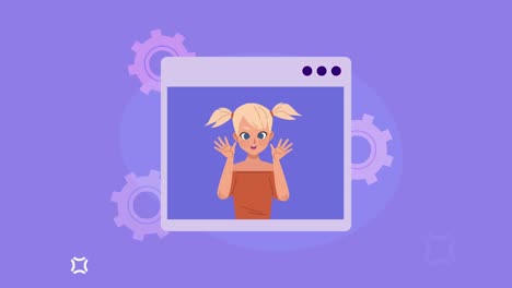 young teenager girl in webpage animation