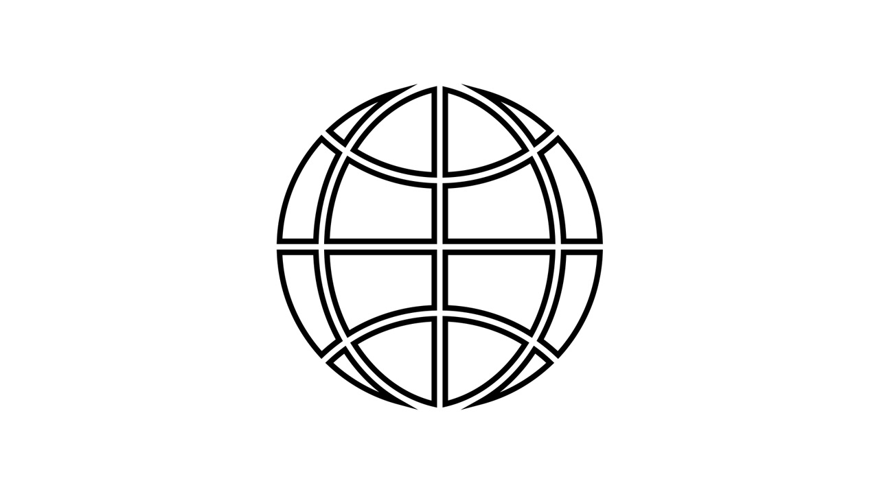 Icona animata a linea di un globo che si disegna e si rimpicciolisce
