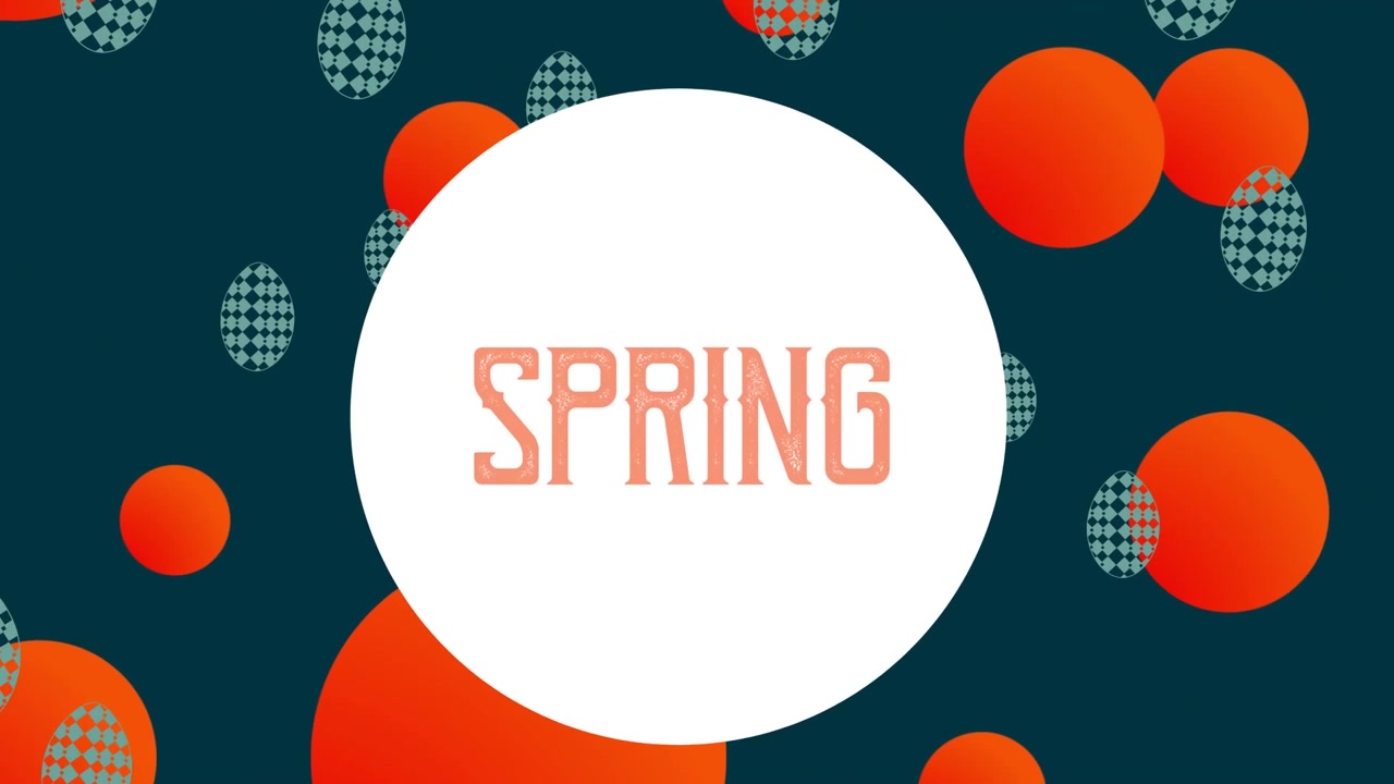 Abstract Spring Motion Graphic with Floating Circles and Eggs
