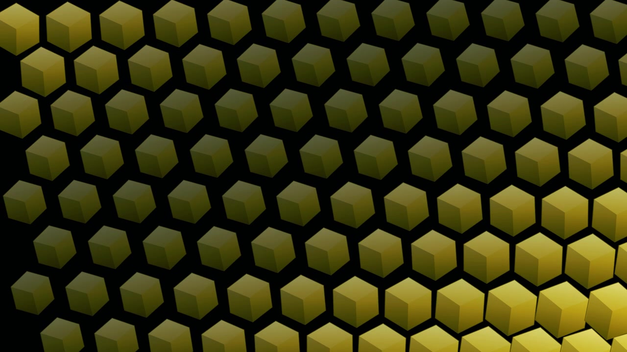 Abstract Animation of Yellow Cubes Moving in a Grid Pattern