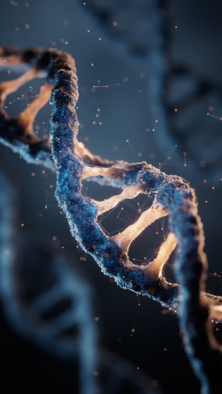 estructura de adn biológico con concepto de bioingeniería, renderización en 3d.