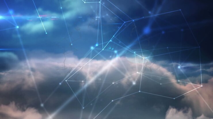 Animation of networks of connections over clouds