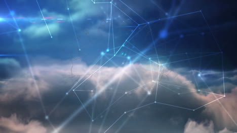 animazione di reti di connessioni su cloud