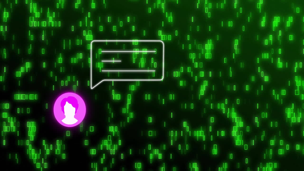 Animation of media icons over green shapes