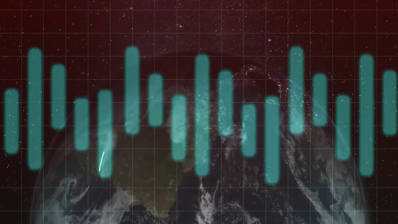 검은색 배경에 지구상에서 움직이는 기둥의 애니메이션