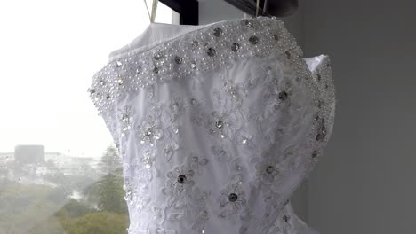 wide shot of  bride - bridemaid wedding dress