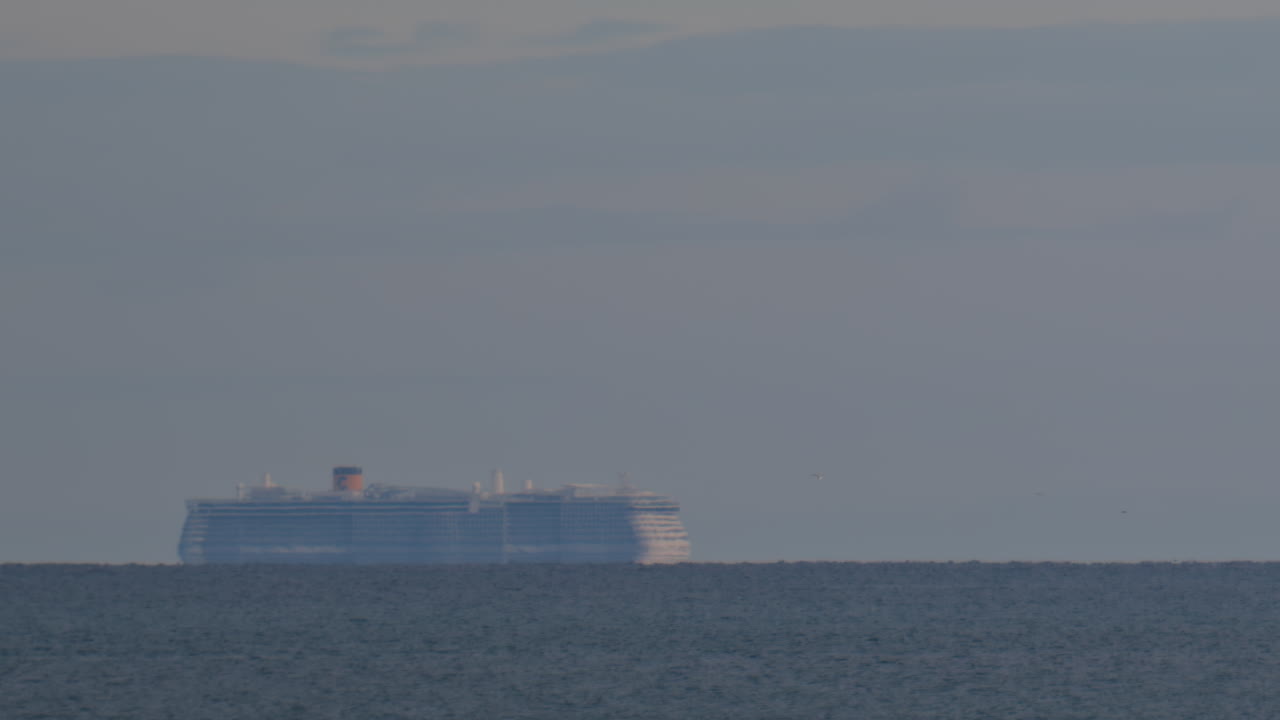 Blurred view of a ship moving on the sea