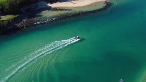 Tallebudgera-Creek-Boat-Drone,-UHD