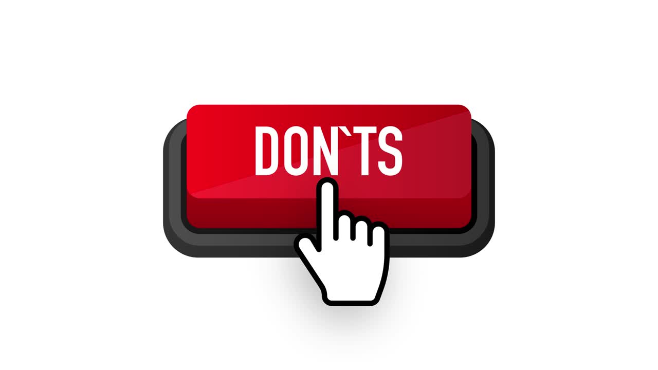 Donts button. Rejected. Positive feedback concept. 3D flat button. Motion graphics.