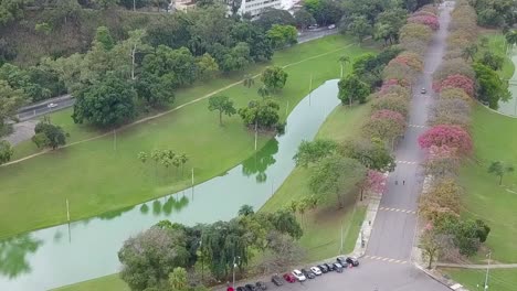 Aerial-view-of-the-nacional-museum-of-Rio-de-Janeiro,-Brazil,-right-after-it-got-destroyed-by-the-fire-in-2018