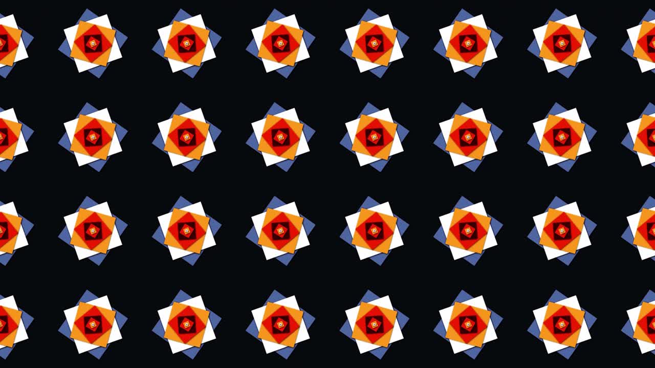 Geometric Pattern of Colorful Squares on Black Background