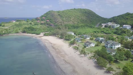 aerial over the shores and beaches of nevis an island in the caribbean