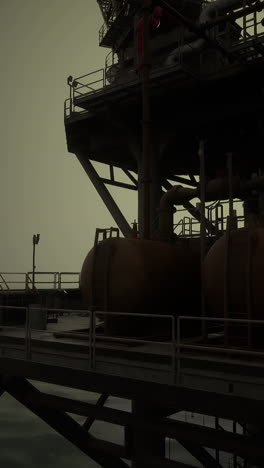 close-up of an oil rig at sea