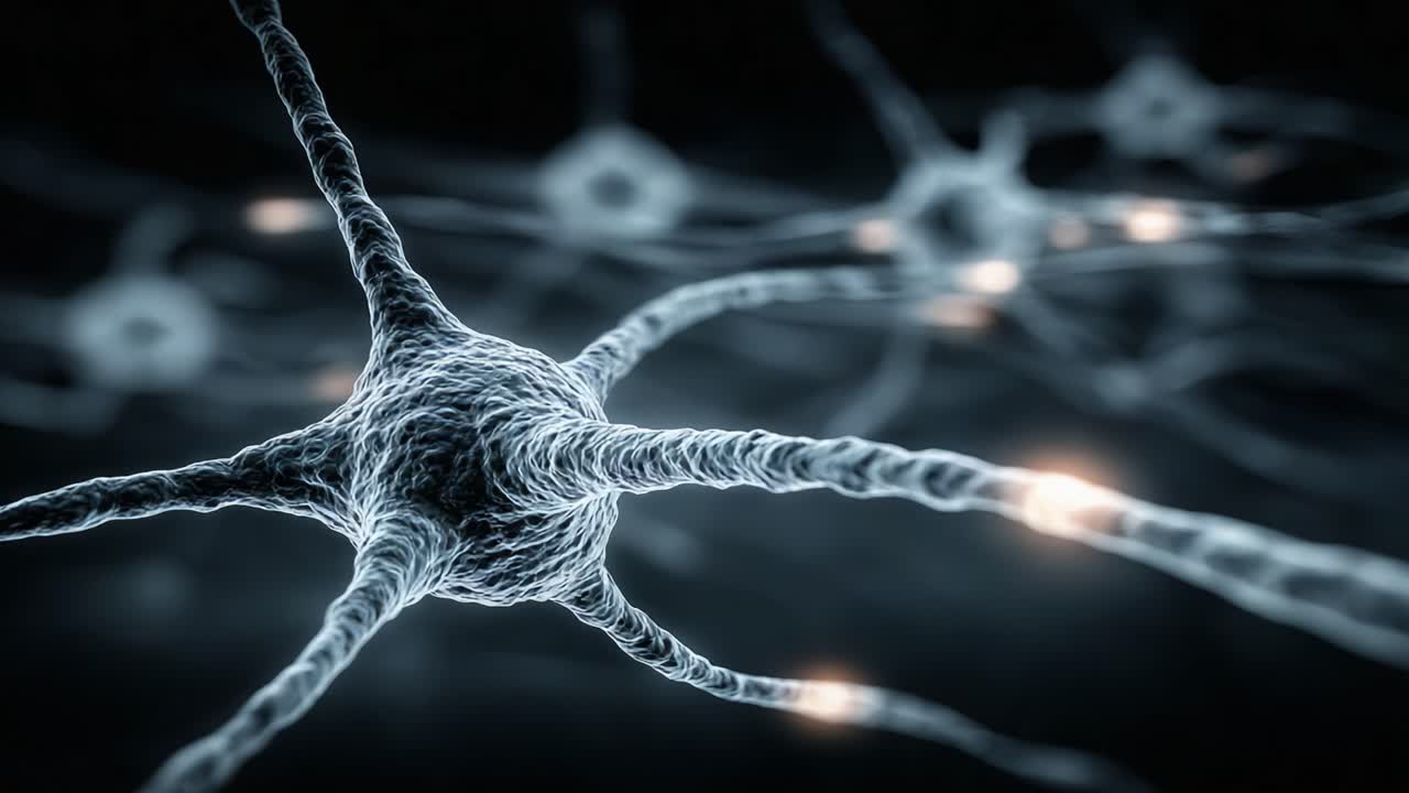 A Detailed Exploration of Neurons: This Video Section Highlights the Intricate Connections and Luminescence within Neural Networks, Showcasing the Complex Interactions Essential for Brain Function