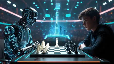 robot vs human chess match