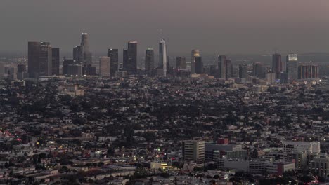 los angeles skyline at dusk and night