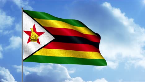 la bandera de zimbabue ondeando en el viento