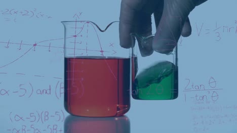 animación de fórmulas matemáticas sobre el científico en el laboratorio