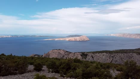 Croatia,-mainland-with-Rab,-Goli-otok,-Sveti-Grgur-and-Otok-Prvić-in-the-background-in-a-rainy-and-cloudy-weather