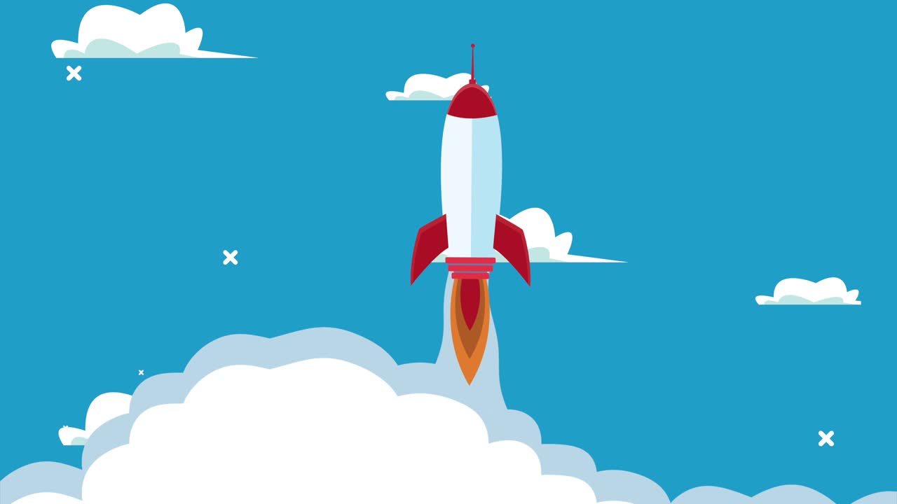 rocket startup business successful animation