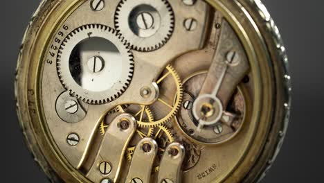 Close-up of an Antique Pocket Watch Mechanism