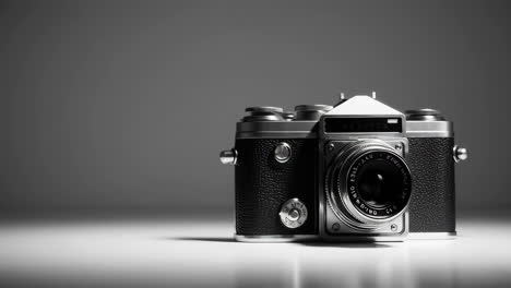 vintage film camera in grayscale