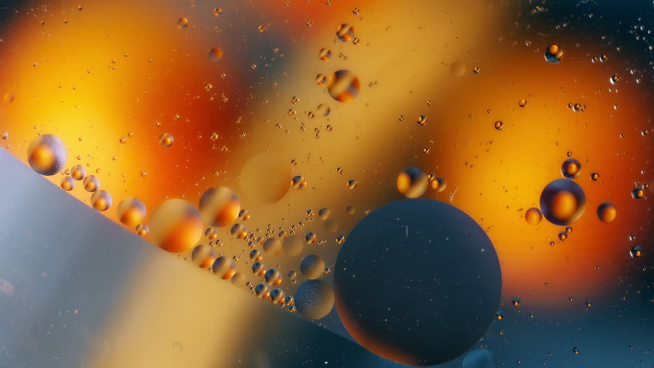 오일 버블의 클로즈업, 배경 영상, 광고용