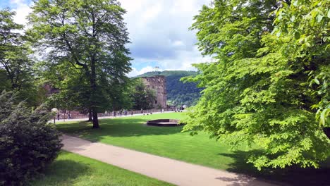 a green park belonging to heidelberg castle