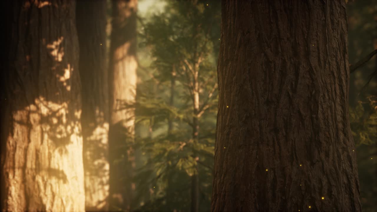 해가 뜨면 야생 소나무 숲