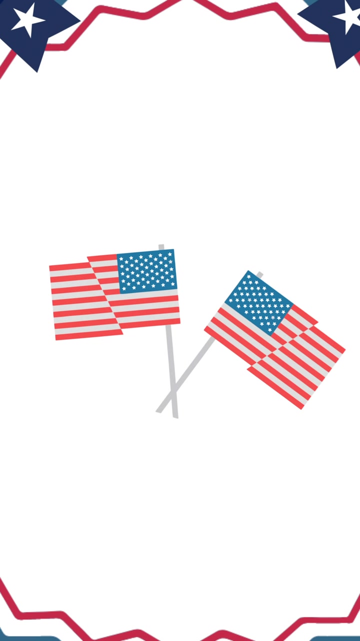 Animation of american flags icons over american flag