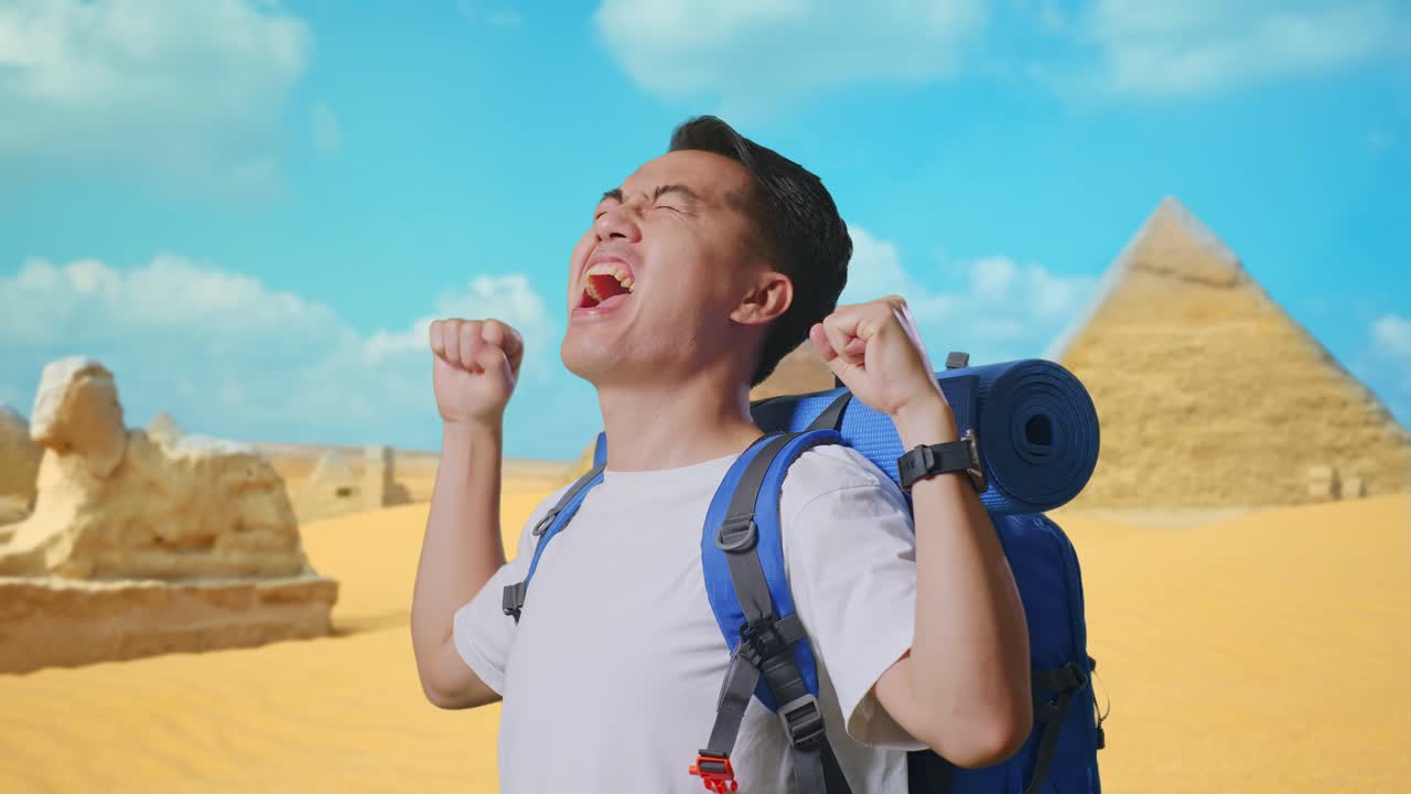 Excited Tourist in Egypt