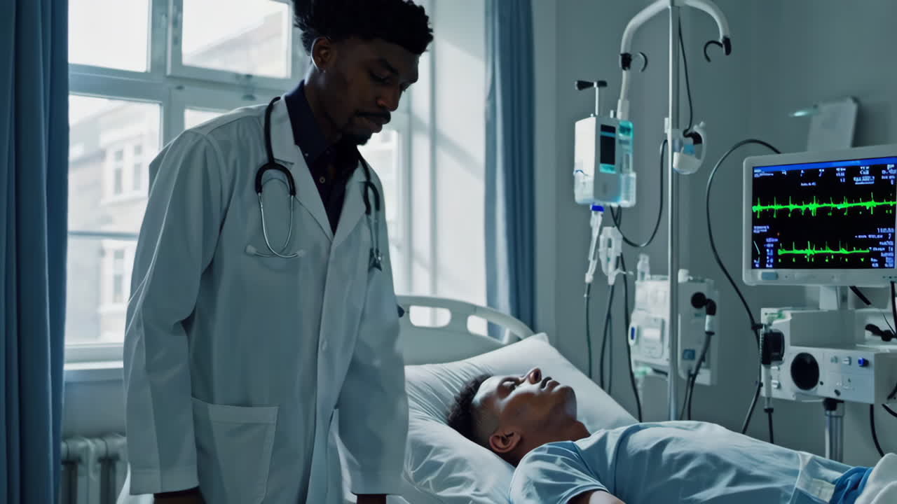 Doctor checking on patient in hospital