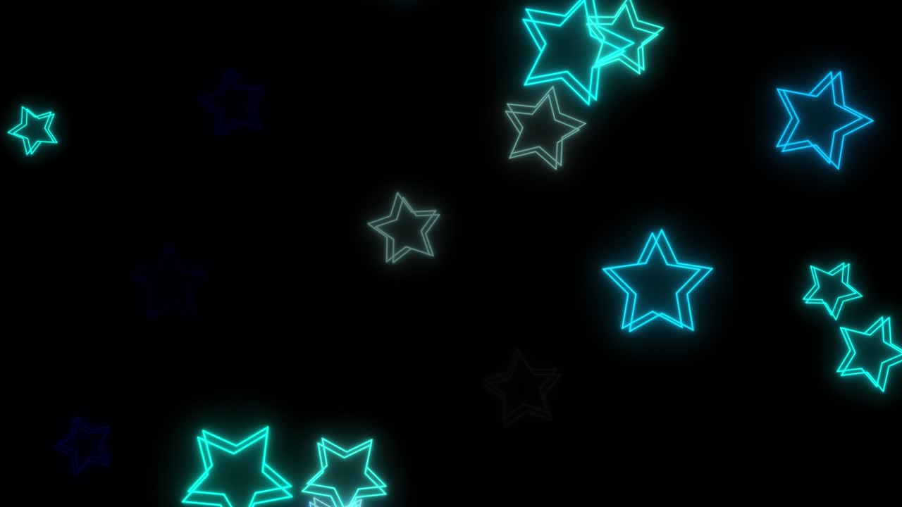 날아다니는 별 모양 루프 가능한 애니메이션, 추상적인 검은색 배경
