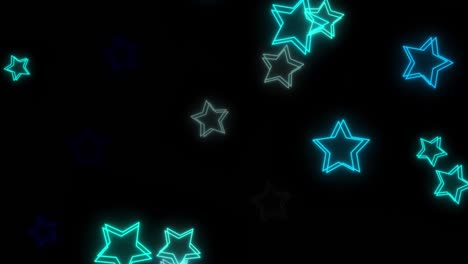 formas de estrellas voladoras animación en bucle, fondo de color negro abstracto