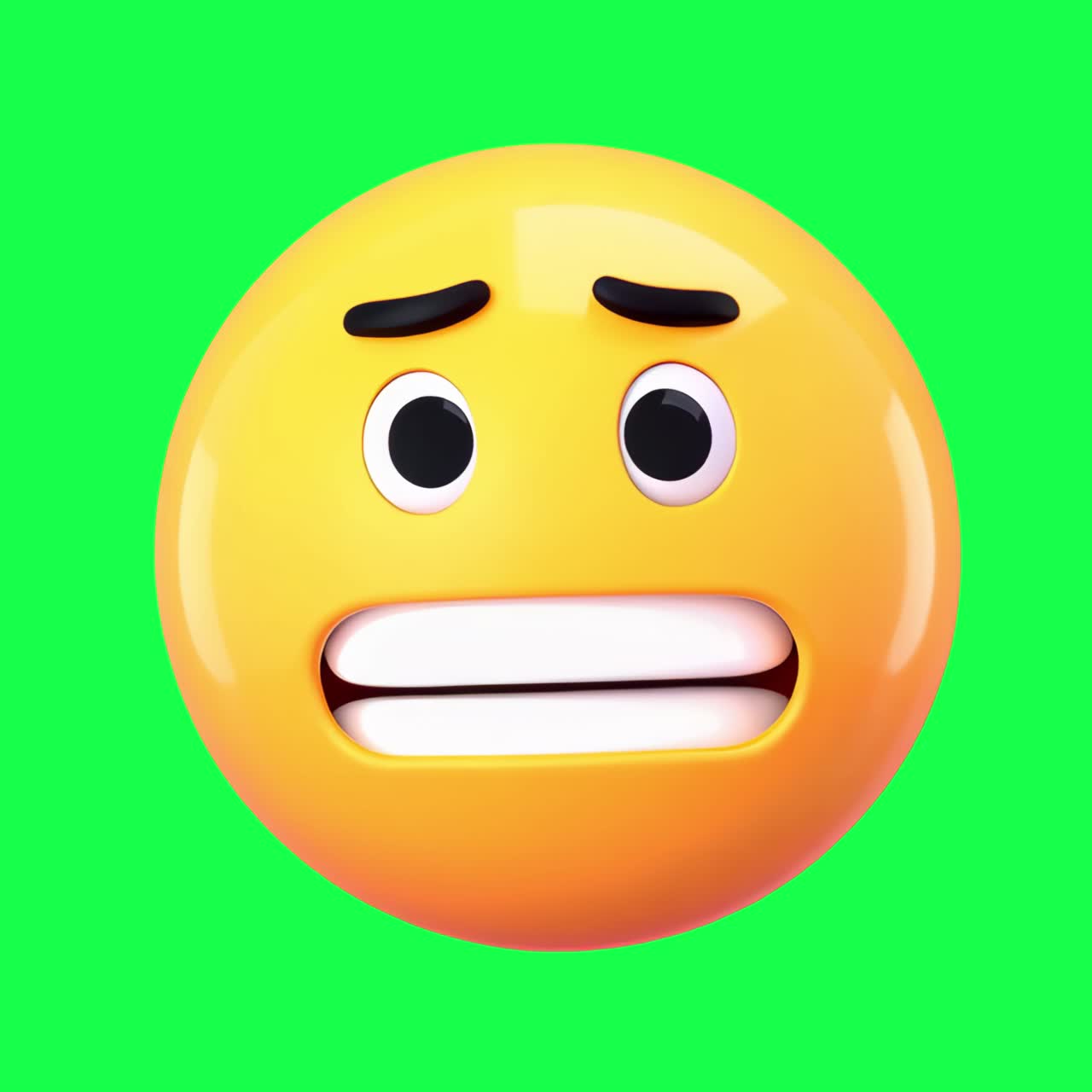 Grimacing 3d emoticon character animation, transparent 4K video, green screen