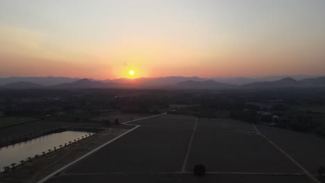 Aerial-Orbital-View-with-Landscape-and-Sunset-in-Thailand