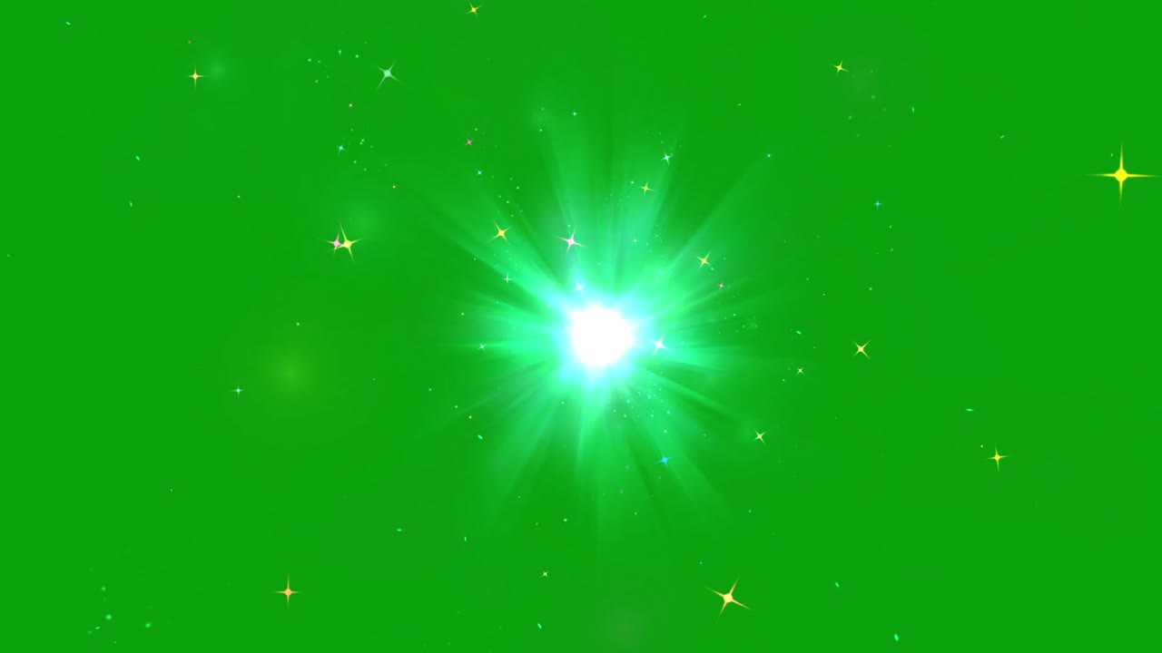 luz mágica y chispas gráficos de movimiento con fondo de pantalla verde