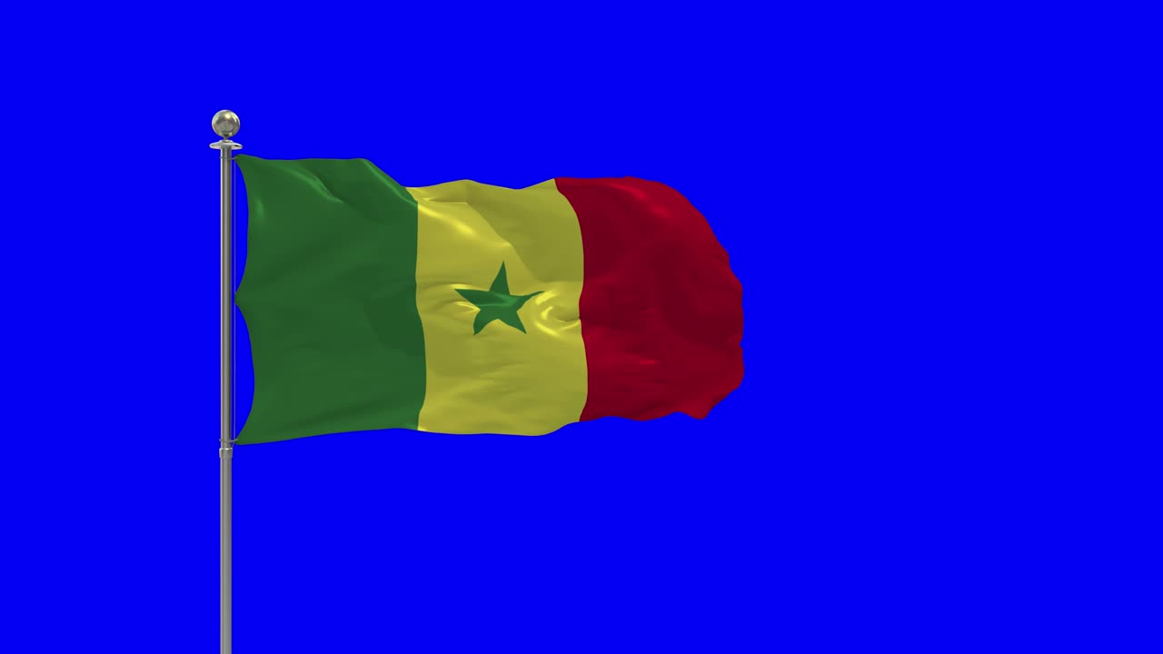 Senegal 3D Illustration Of The Waving flag On a Pole With Chroma