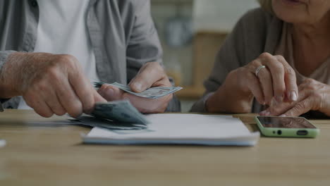 elderly couple managing finances