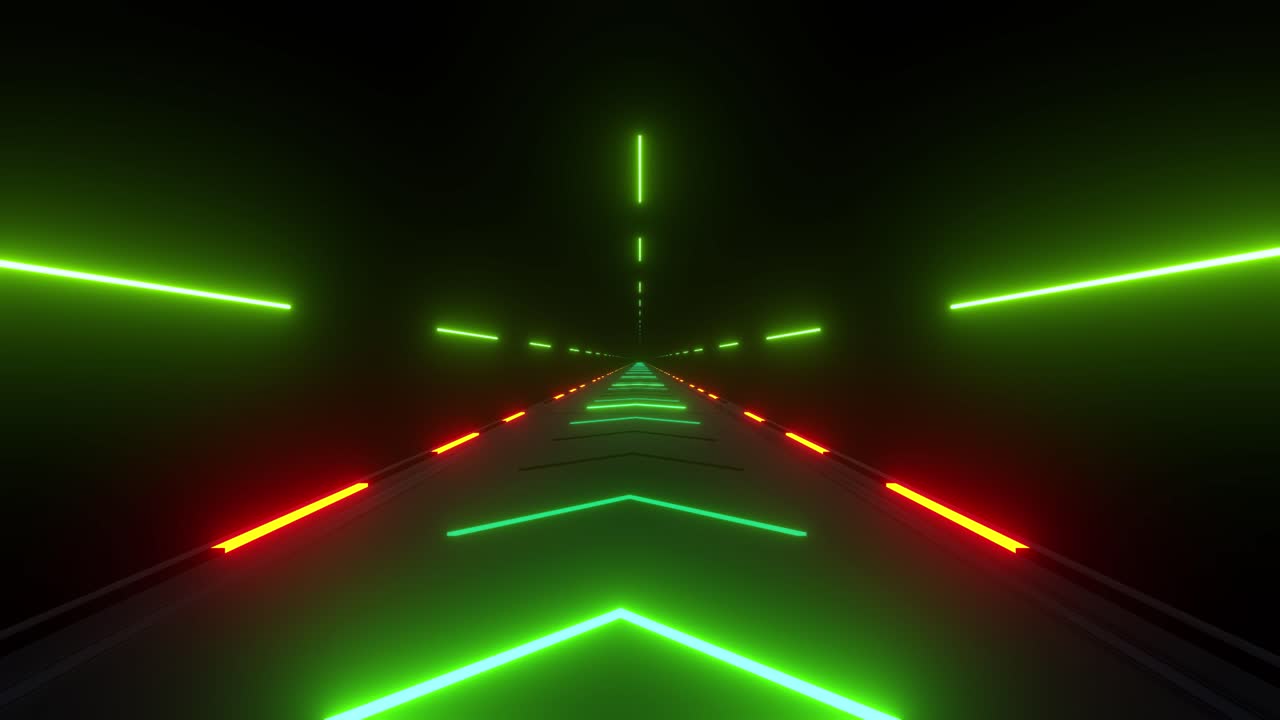 Neon Tunnel Futuristic Abstract 3D Rendering