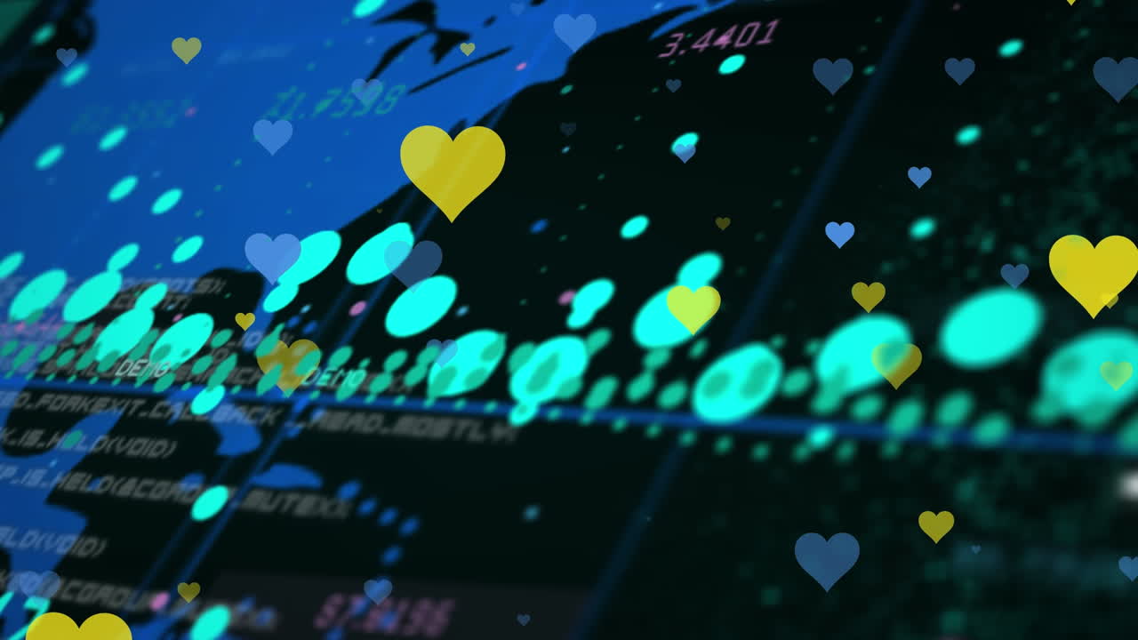 검은색 배경 위의 데이터 처리 애니메이션