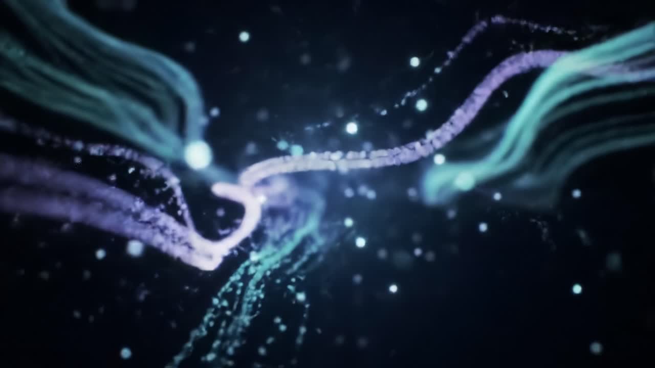 Abstract Representation of Flowing Light Particles and Waves in Vivid Colors Creating a Mystical and Ethereal Visual Experience in Motion