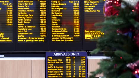 tablero de exhibición de la estación de tren en navidad ninguna gente