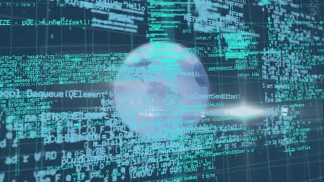 animation of digital data processing over globe