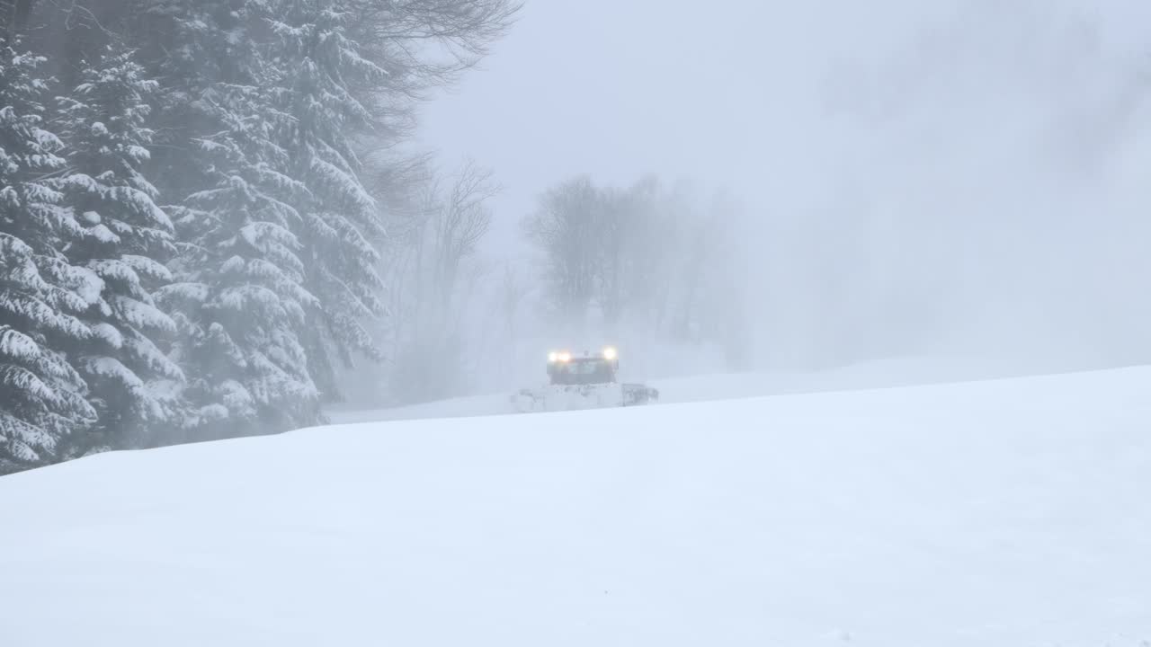 Snow cannons cover the downhill ski slopes of Zagreb's Medvednica mountain