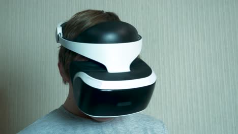 person wearing vr headset