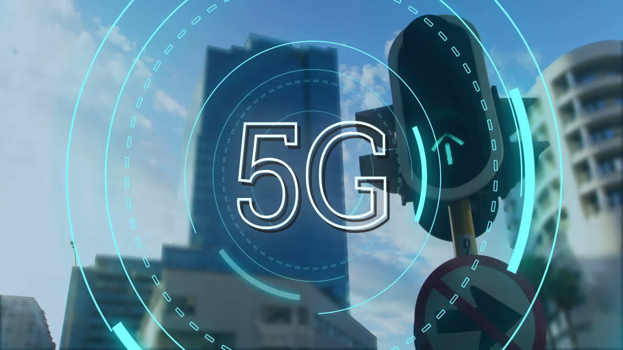 5g scritto nel mezzo di un cerchio futuristico 4k