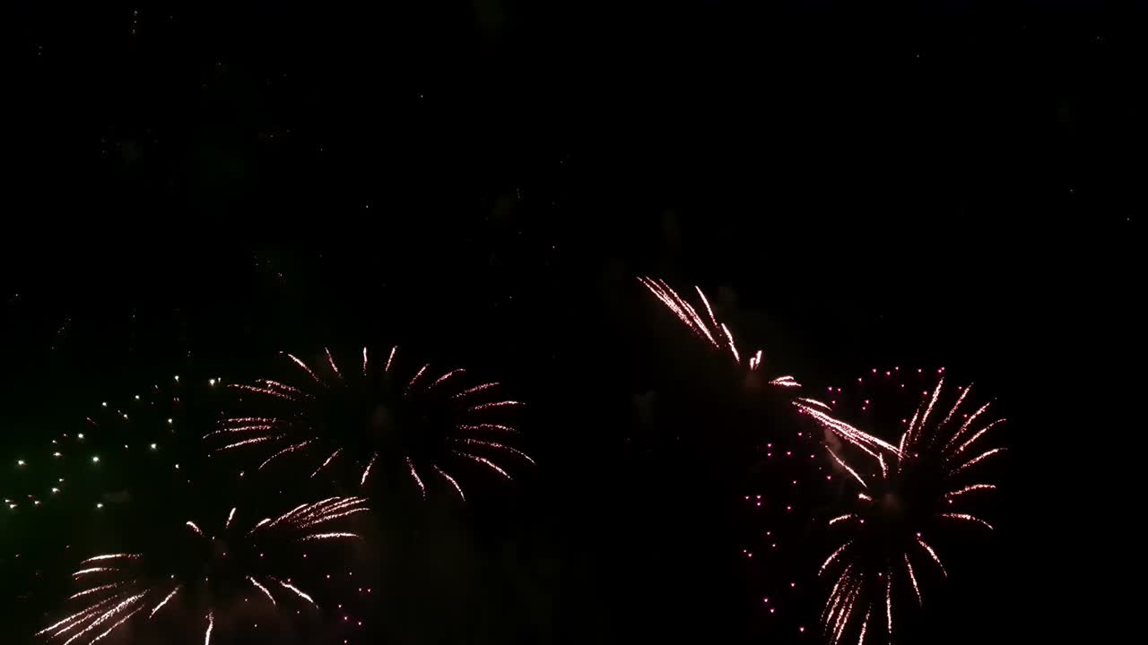 Seamless looping real Fireworks display celebration, Colorful New Year Firework 4K