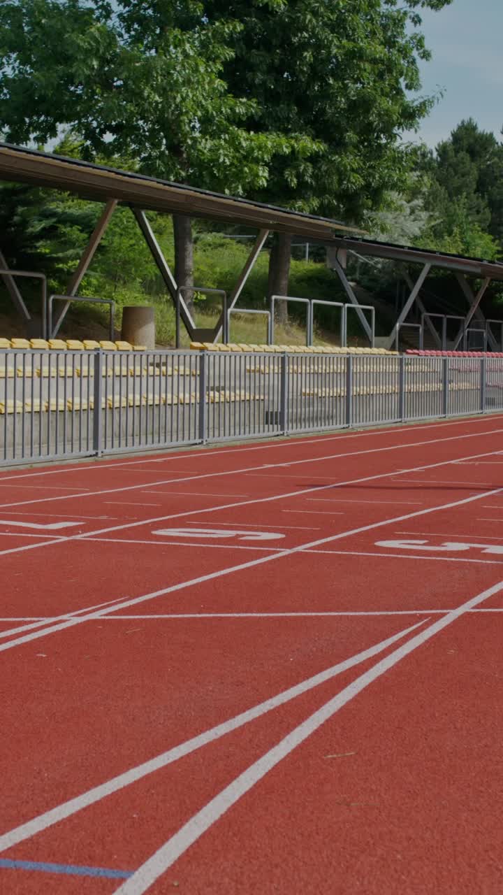atleta descansando en una pista de carrera