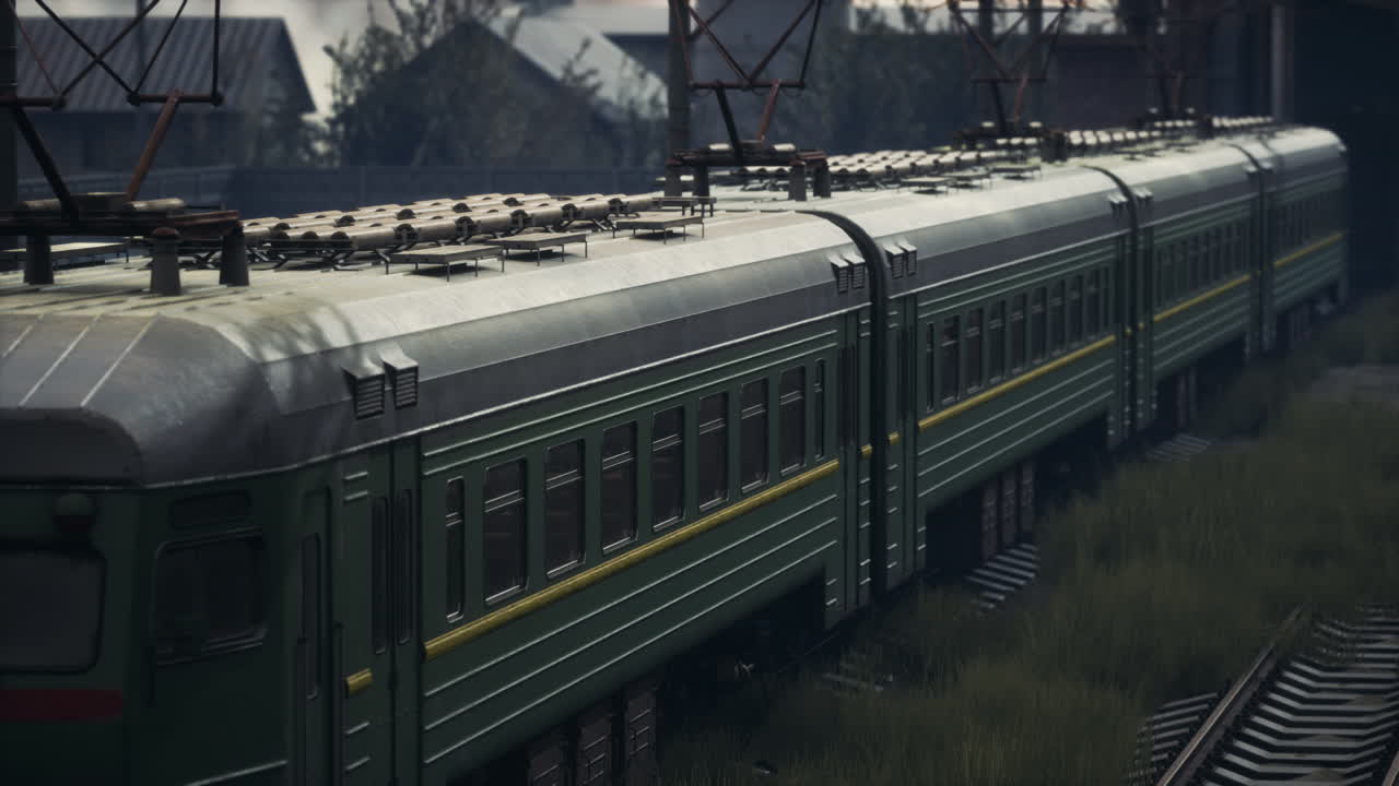 오래된 열차 와 새로운 열차 가 있는 버려진 열차 정거장